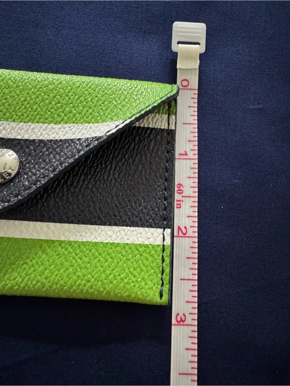 Vera Bradley Green Blue & White Striped Key Clip Card Wallet